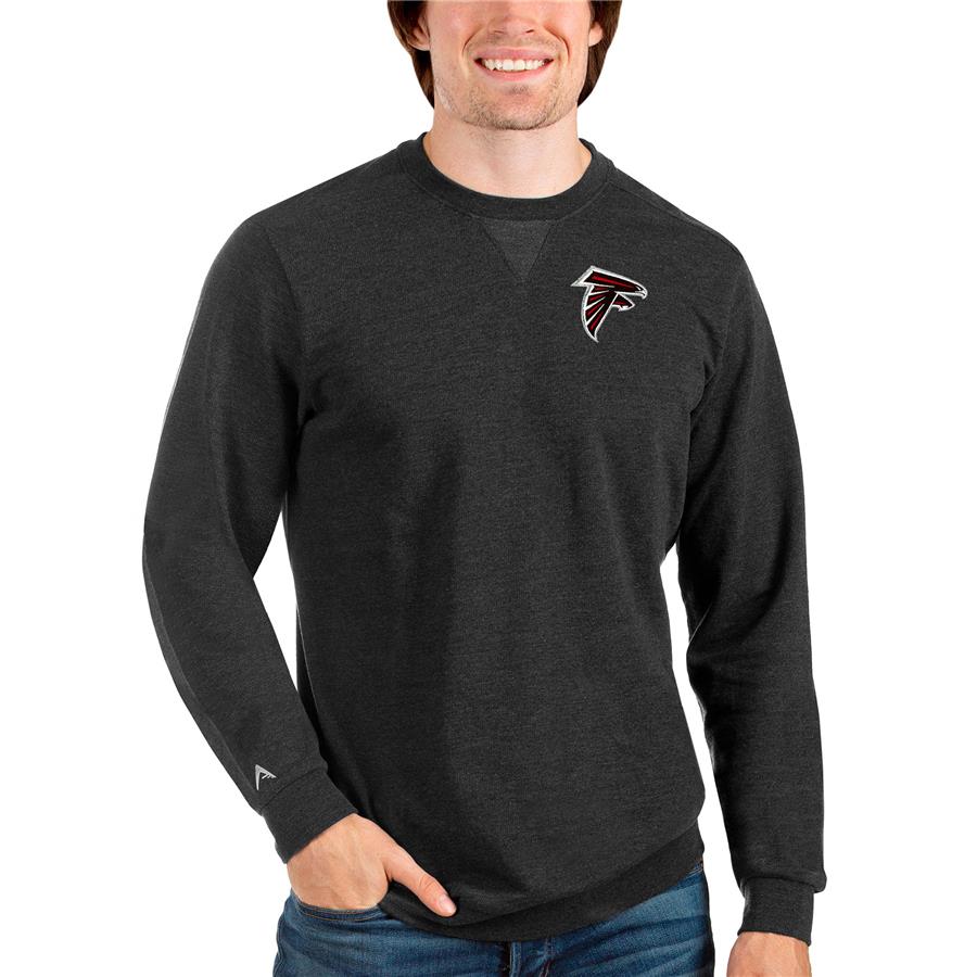Atlanta Falcons Antigua Reward Crewneck Pullover Sweatshirt - Heathered Black