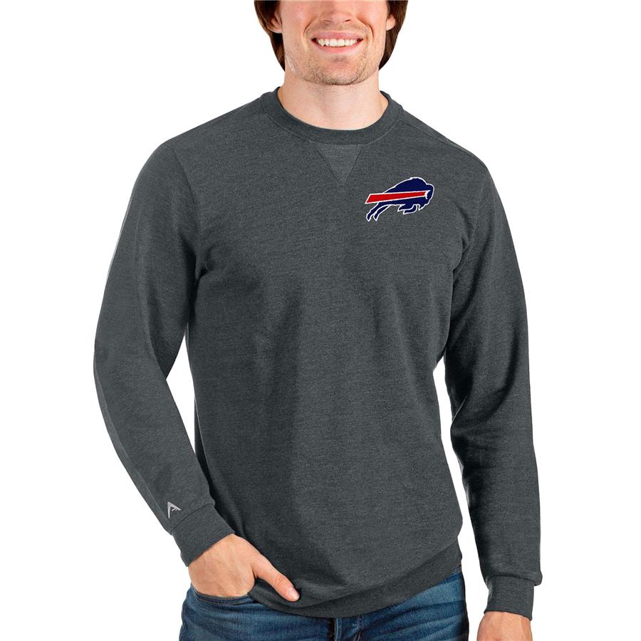 Buffalo Bills Antigua Reward Crewneck Pullover Sweatshirt - Heathered Charcoal