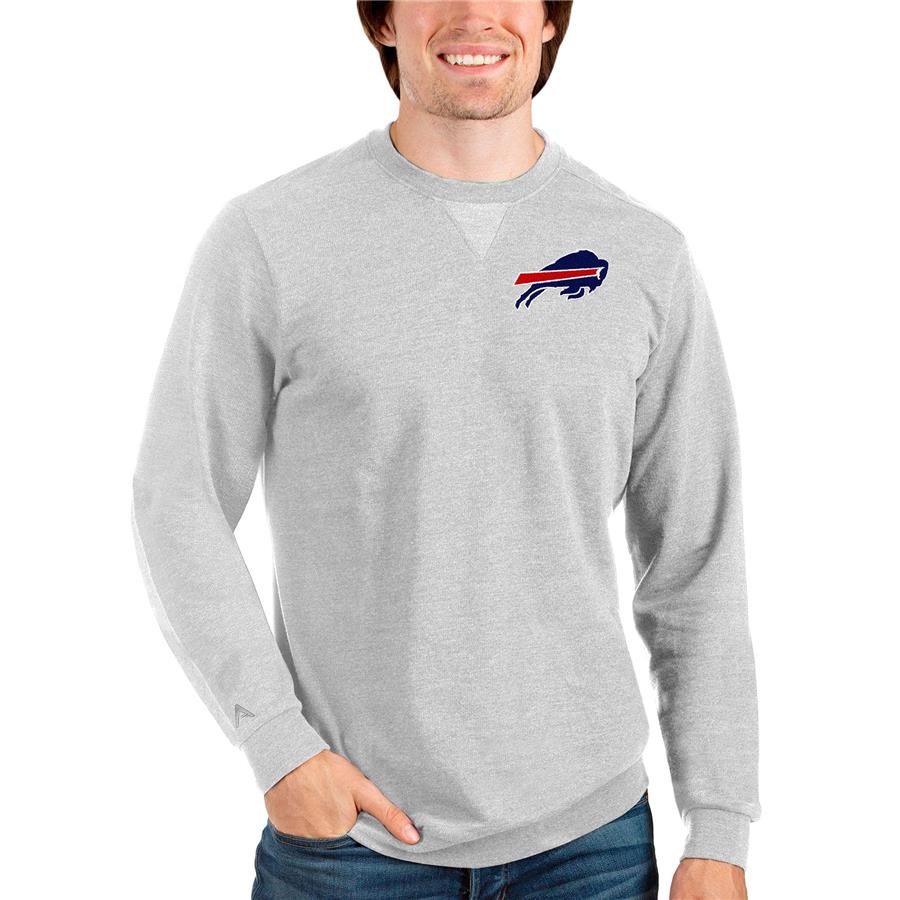 Buffalo Bills Antigua Reward Crewneck Pullover Sweatshirt - Heathered Gray