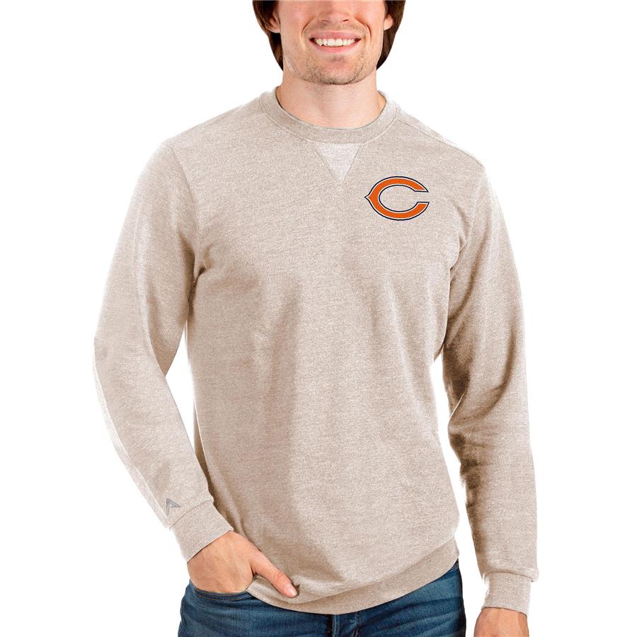 Chicago Bears Antigua Reward Crewneck Pullover Sweatshirt - Oatmeal