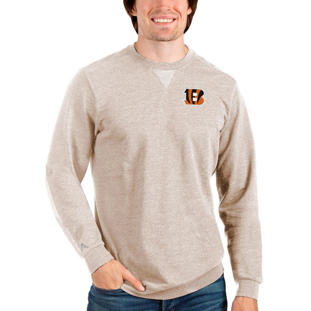 Cincinnati Bengals Antigua Reward Crewneck Pullover Sweatshirt - Oatmeal