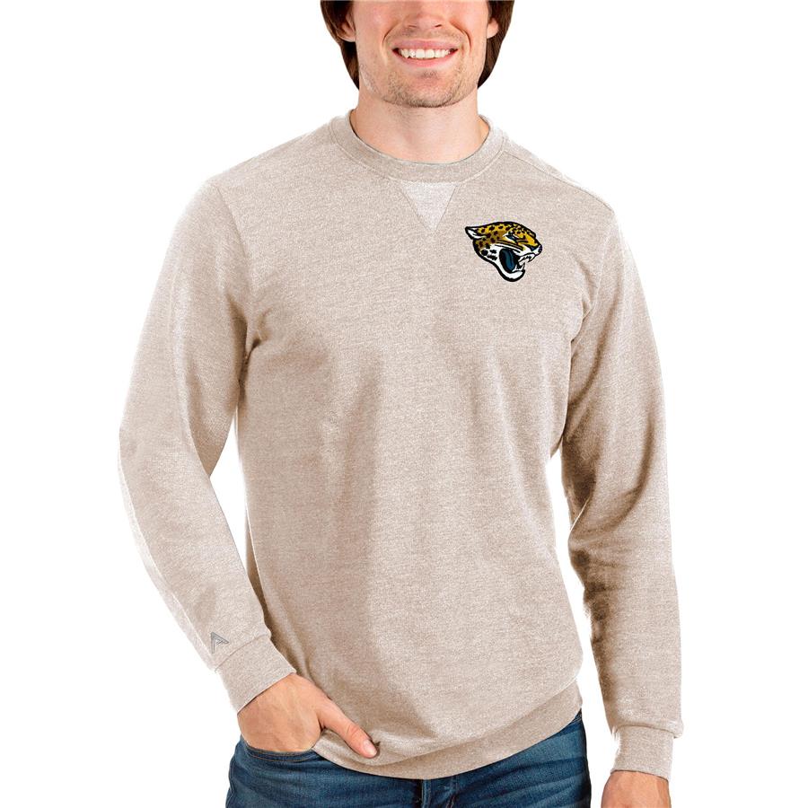 Jacksonville Jaguars Antigua Reward Crewneck Pullover Sweatshirt - Oatmeal