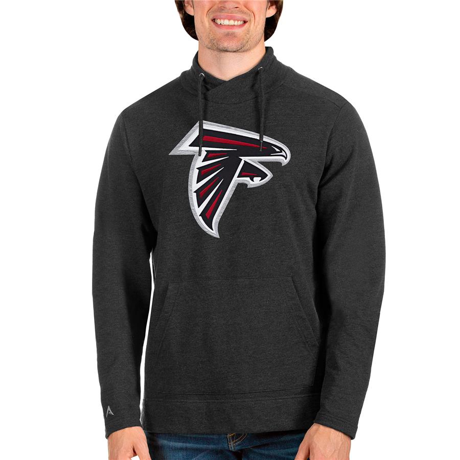 Atlanta Falcons Antigua Team Reward Crossover Neckline Pullover Sweatshirt - Heathered Black