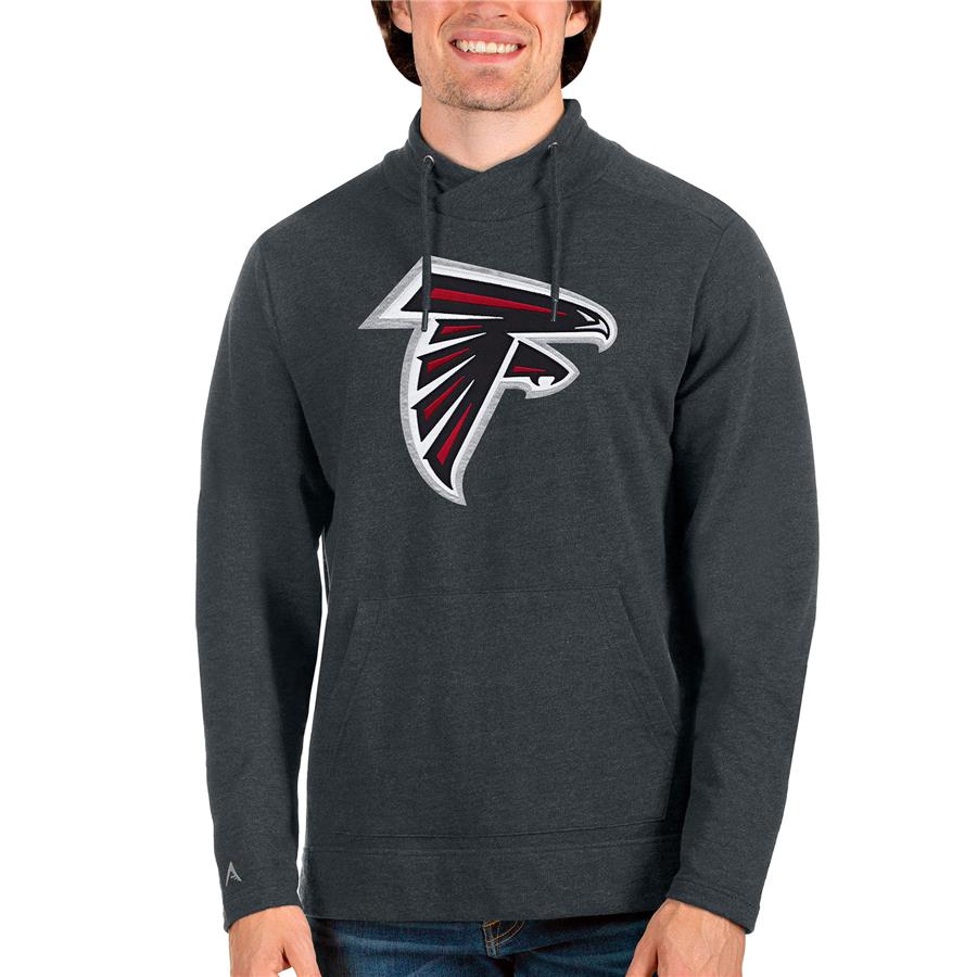 Atlanta Falcons Antigua Team Reward Crossover Neckline Pullover Sweatshirt - Heathered Charcoal