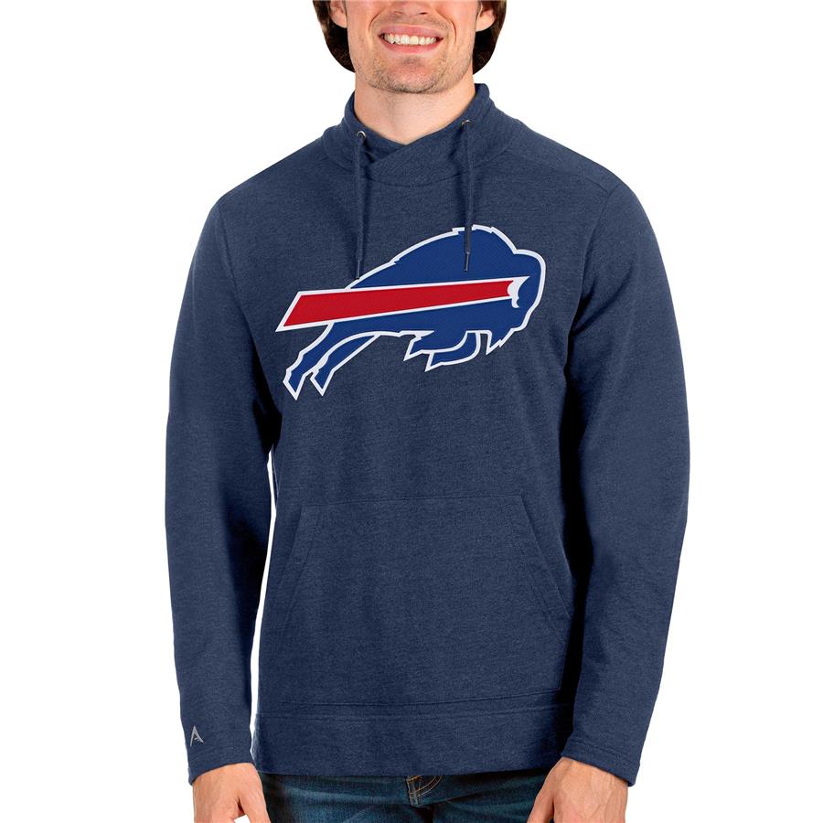 Buffalo Bills Antigua Team Reward Crossover Neckline Pullover Sweatshirt - Heathered Navy