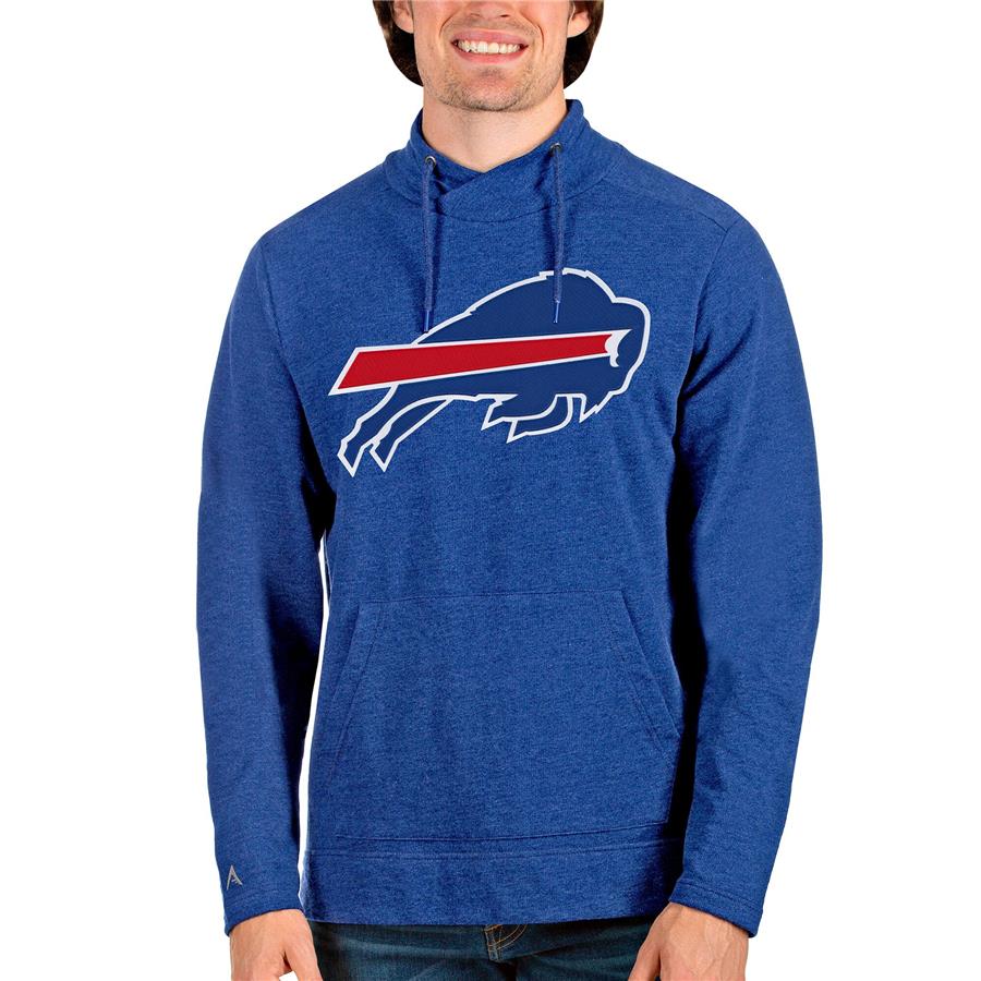 Buffalo Bills Antigua Team Reward Crossover Neckline Pullover Sweatshirt - Heathered Royal