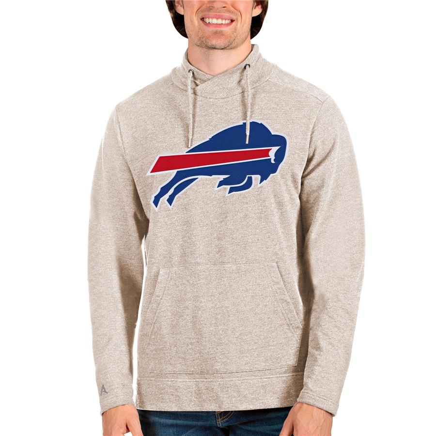 Buffalo Bills Antigua Team Reward Crossover Neckline Pullover Sweatshirt - Oatmeal