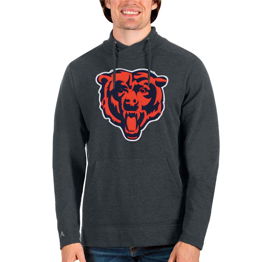 Chicago Bears Antigua Team Reward Crossover Neckline Pullover Sweatshirt - Heathered Charcoal
