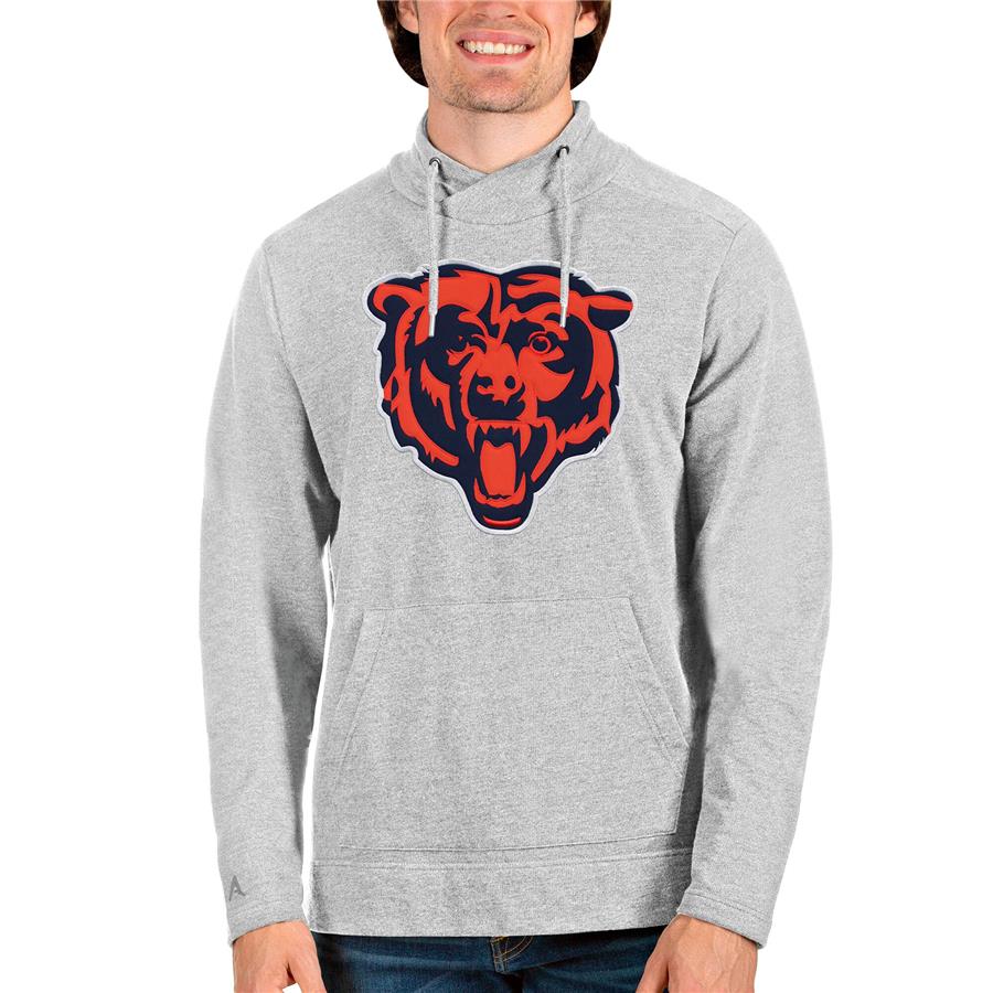 Chicago Bears Antigua Team Reward Crossover Neckline Pullover Sweatshirt - Heathered Gray