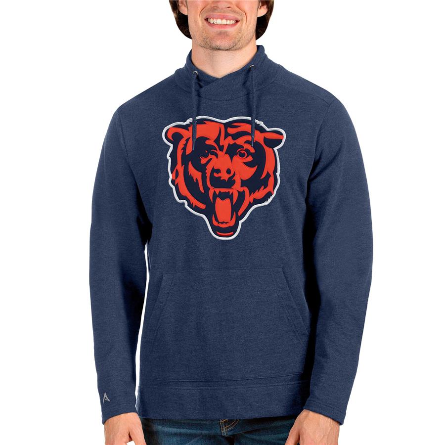 Chicago Bears Antigua Team Reward Crossover Neckline Pullover Sweatshirt - Heathered Navy