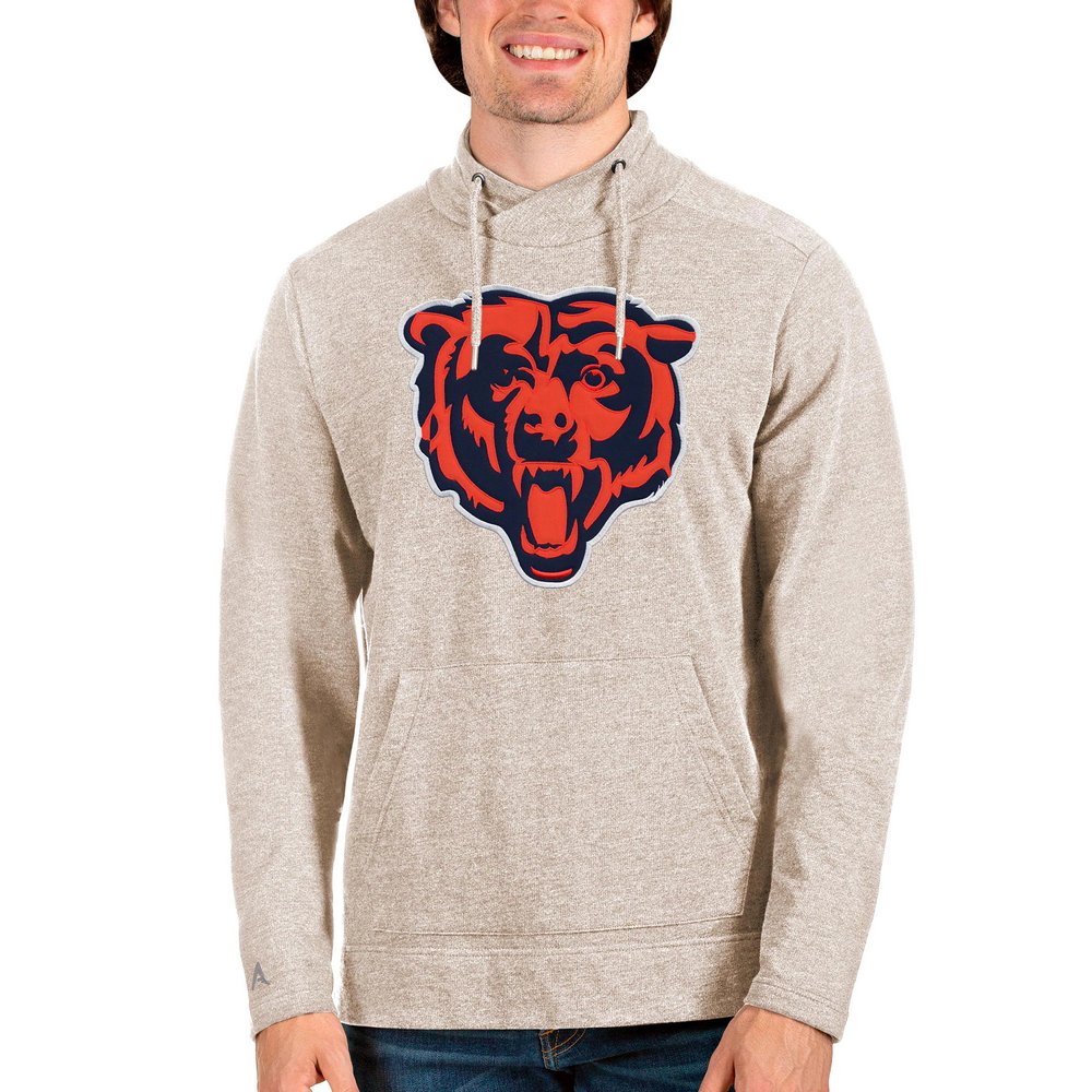 Chicago Bears Antigua Team Reward Crossover Neckline Pullover Sweatshirt - Oatmeal