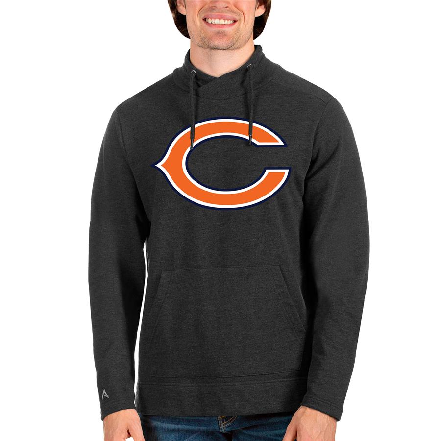 Chicago Bears Antigua Team Reward Crossover Neckline Pullover Sweatshirt - Heathered Black
