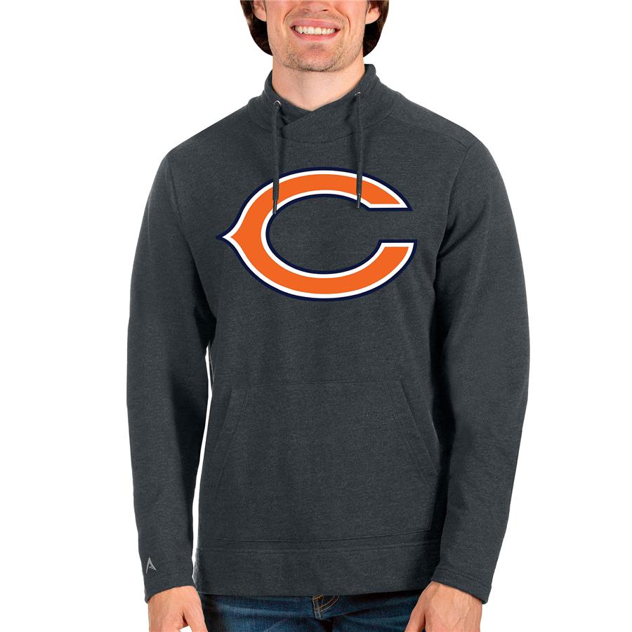 Chicago Bears Antigua Team Reward Crossover Neckline Pullover Sweatshirt - Heathered Charcoal