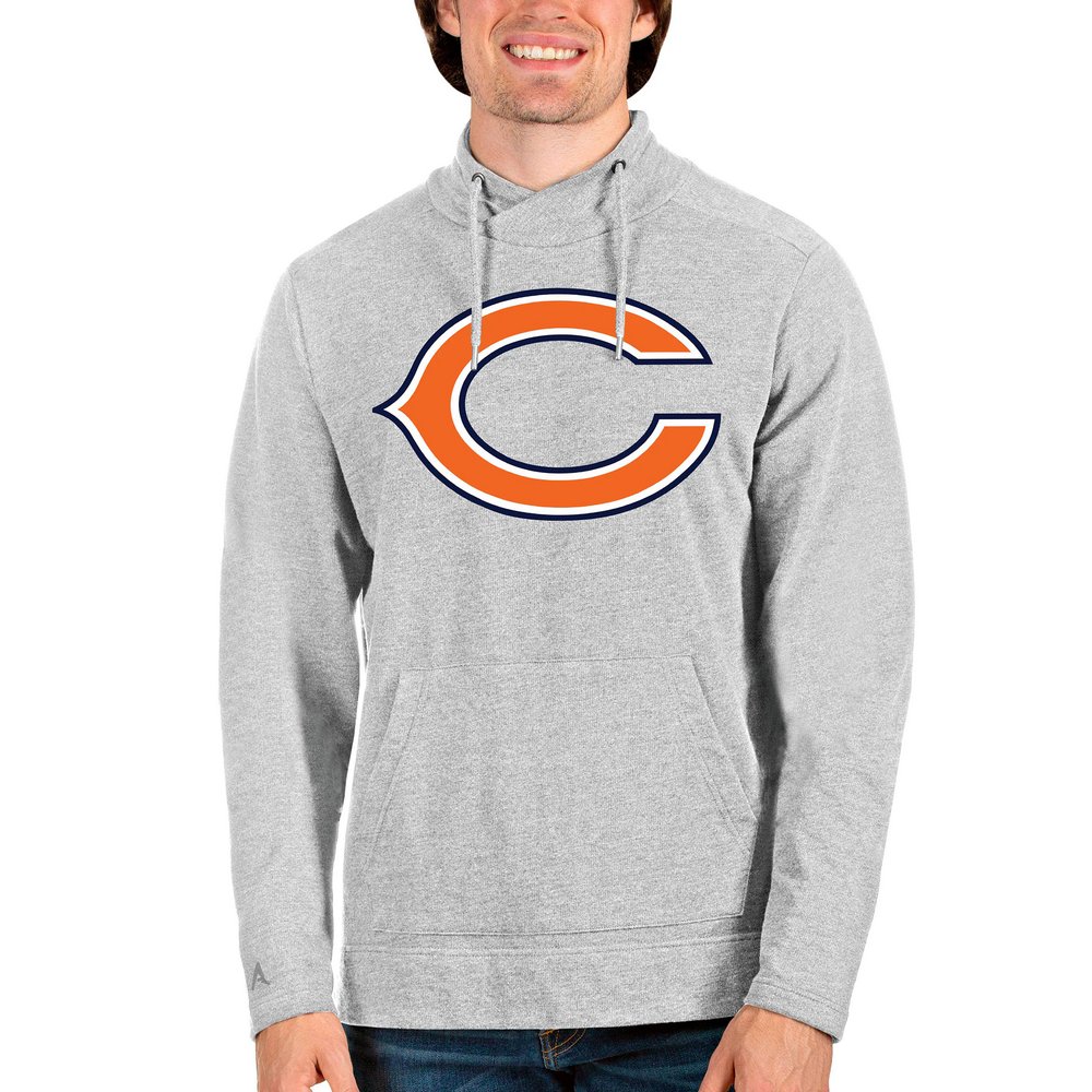 Chicago Bears Antigua Team Reward Crossover Neckline Pullover Sweatshirt - Heathered Gray