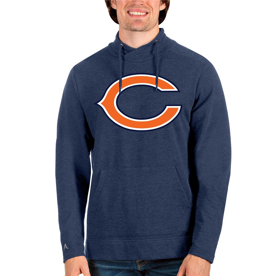 Chicago Bears Antigua Team Reward Crossover Neckline Pullover Sweatshirt - Heathered Navy