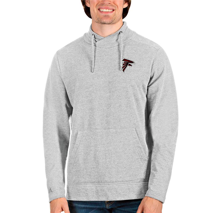 Atlanta Falcons Antigua Reward Crossover Neckline Pullover Sweatshirt - Heathered Gray