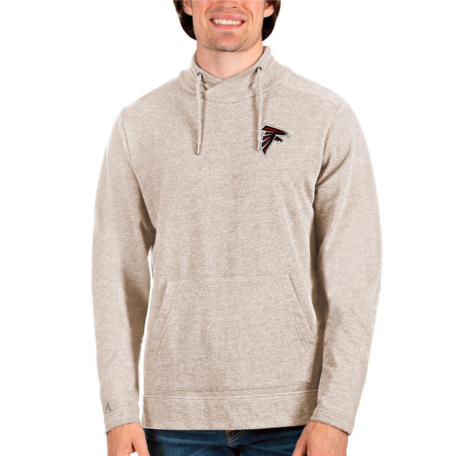 Atlanta Falcons Antigua Reward Crossover Neckline Pullover Sweatshirt - Oatmeal