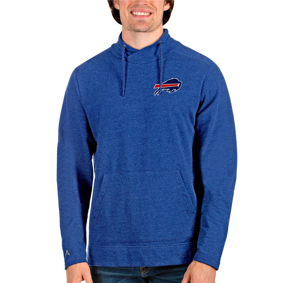 Buffalo Bills Antigua Reward Crossover Neckline Pullover Sweatshirt - Heathered Royal
