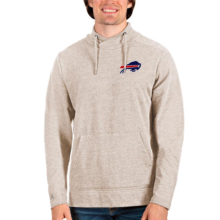 Buffalo Bills Antigua Reward Crossover Neckline Pullover Sweatshirt - Oatmeal