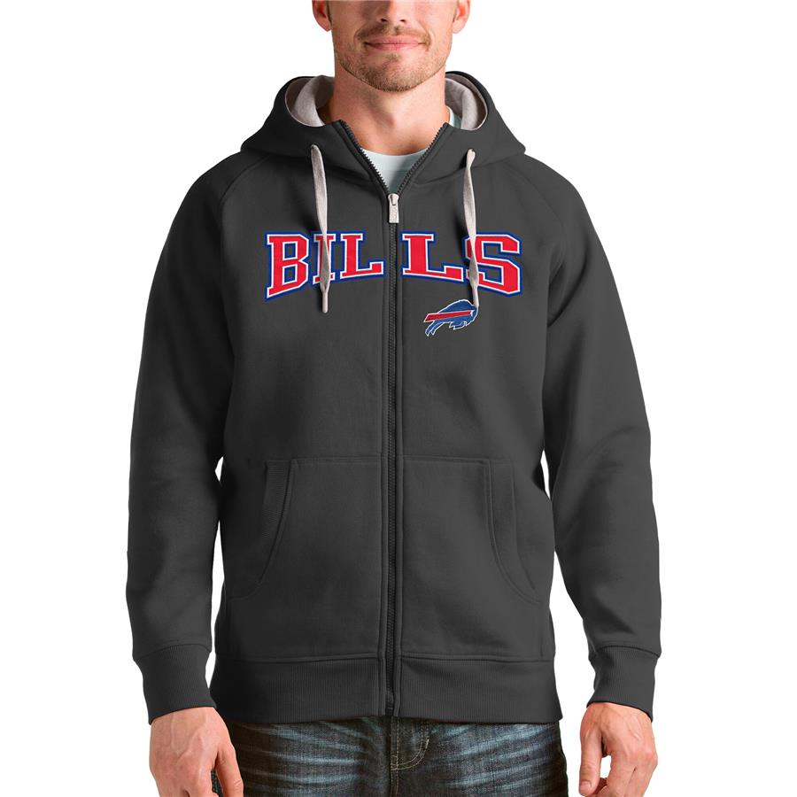 Buffalo Bills Antigua Wordmark Victory Full-Zip Hoodie - Charcoal