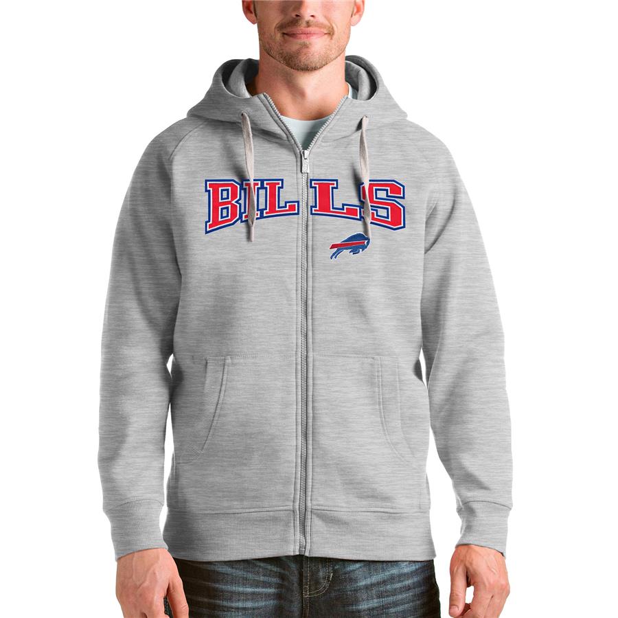 Buffalo Bills Antigua Wordmark Victory Full-Zip Hoodie - Heathered Gray