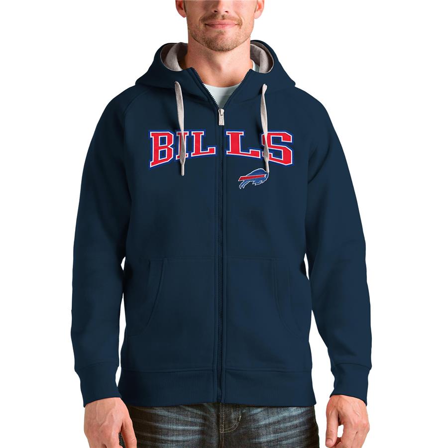 Buffalo Bills Antigua Wordmark Victory Full-Zip Hoodie - Navy