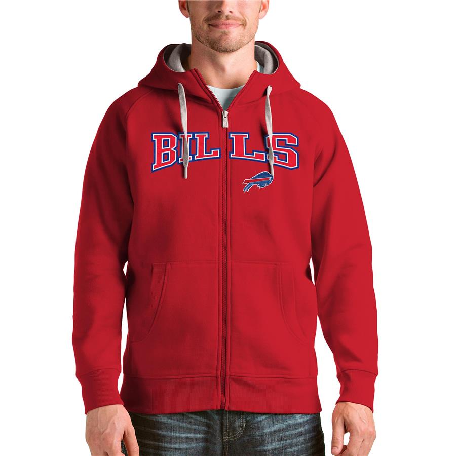 Buffalo Bills Antigua Wordmark Victory Full-Zip Hoodie - Red