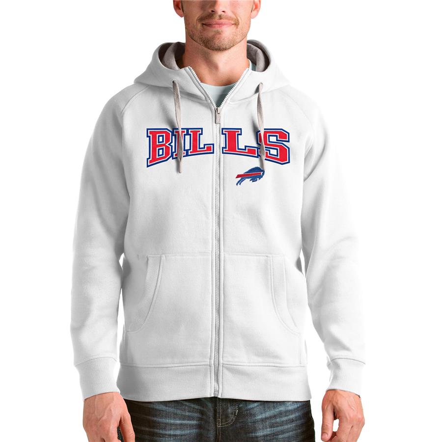 Buffalo Bills Antigua Wordmark Victory Full-Zip Hoodie - White