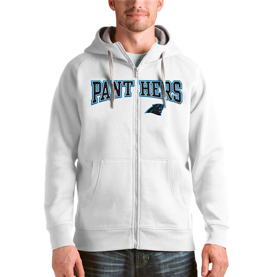 Carolina Panthers Antigua Wordmark Victory Full-Zip Hoodie - White