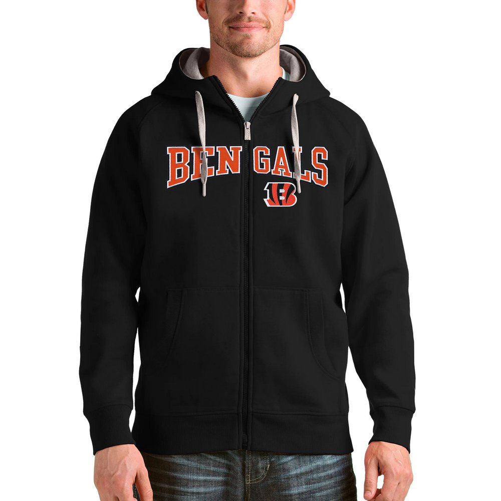 Cincinnati Bengals Antigua Wordmark Victory Full-Zip Hoodie - Black