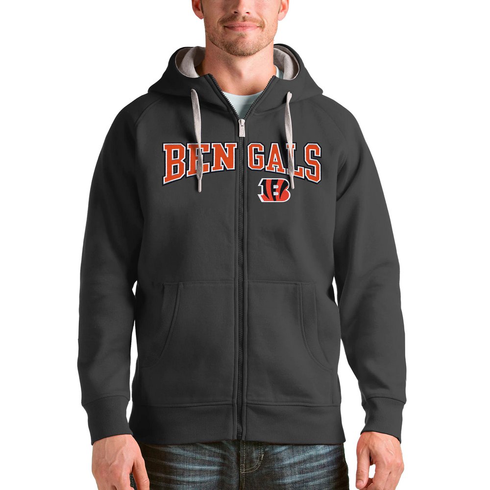 Cincinnati Bengals Antigua Wordmark Victory Full-Zip Hoodie - Charcoal