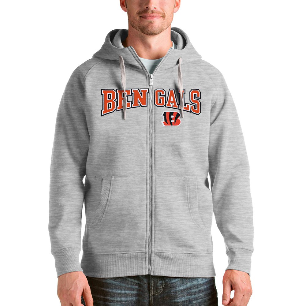 Cincinnati Bengals Antigua Wordmark Victory Full-Zip Hoodie - Heathered Gray