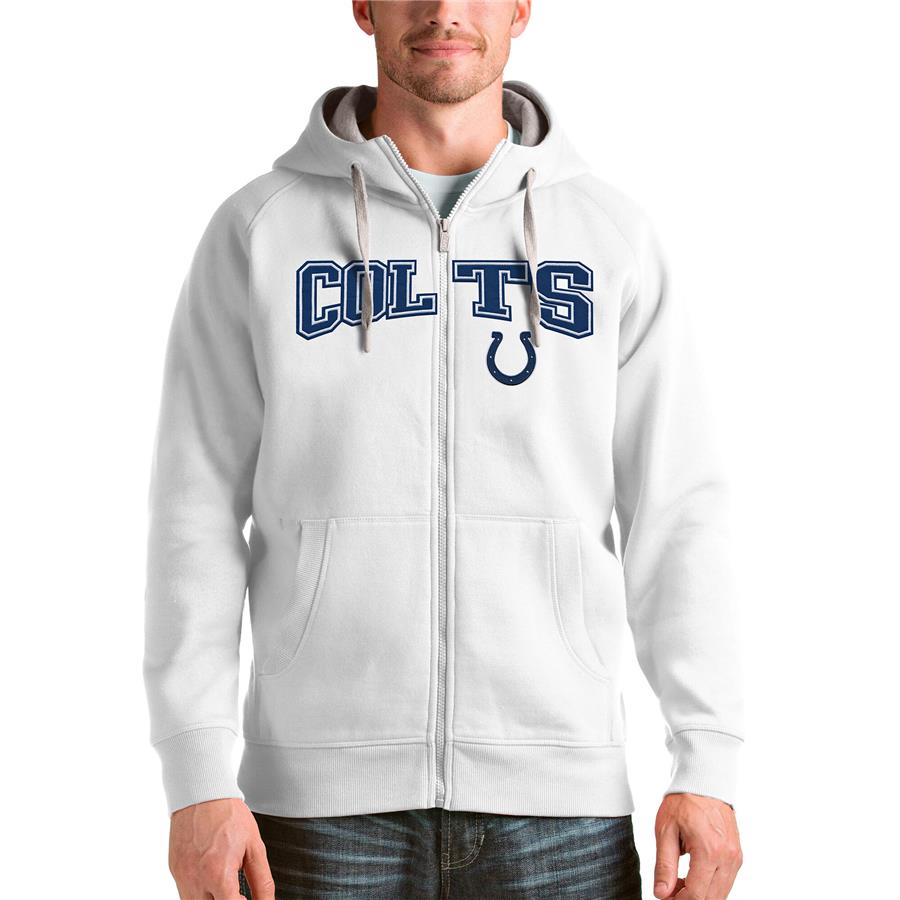 Indianapolis Colts Antigua Wordmark Victory Full-Zip Hoodie - White