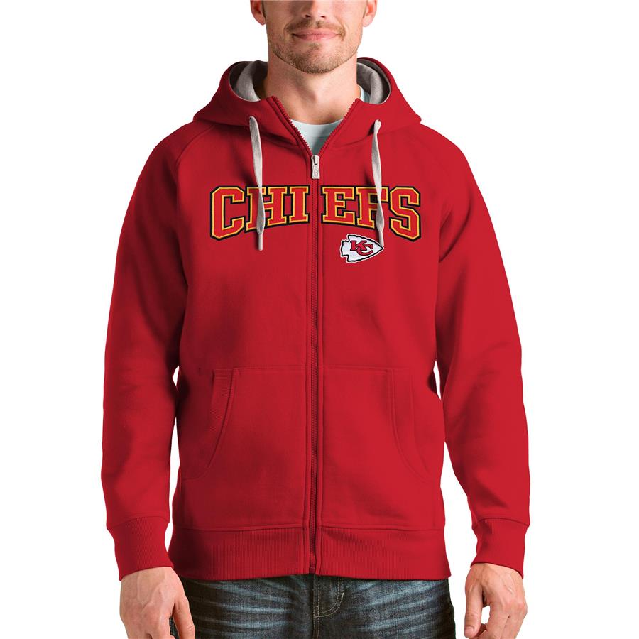 Kansas City Chiefs Antigua Wordmark Victory Full-Zip Hoodie - Red