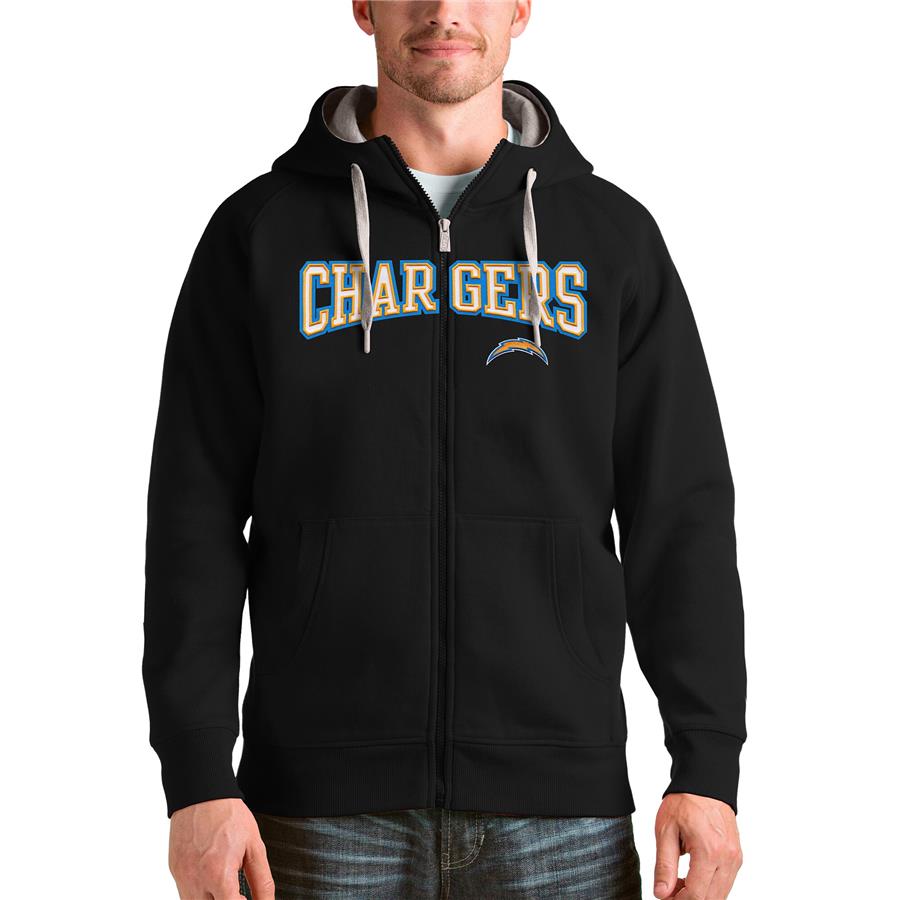 Худи на молнии Los Angeles Chargers Antigua Wordmark Victory (чёрный)
