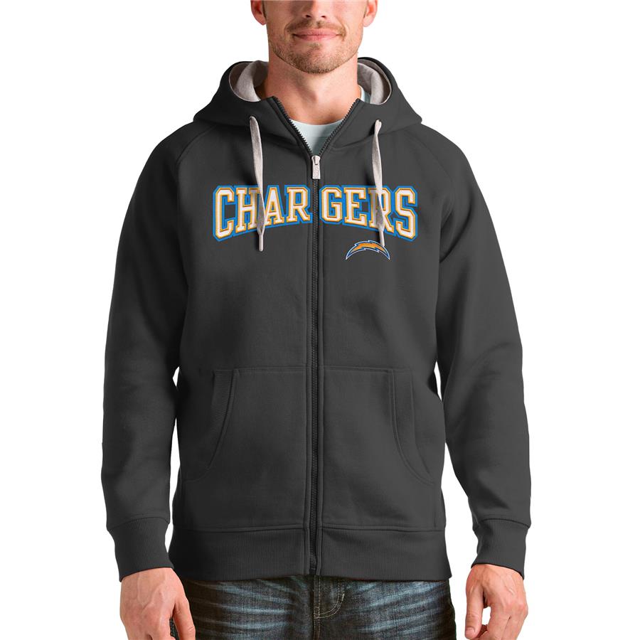 Худи на молнии Los Angeles Chargers Antigua Wordmark Victory (тёмно-серый)