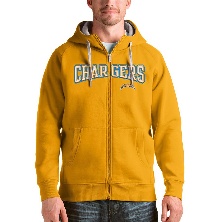Худи на молнии Los Angeles Chargers Antigua Wordmark Victory (золотистый)