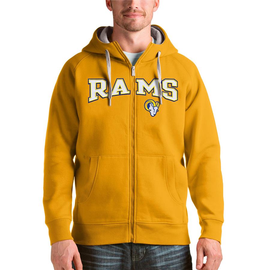 Los Angeles Rams Antigua Wordmark Victory Full-Zip Hoodie - Gold