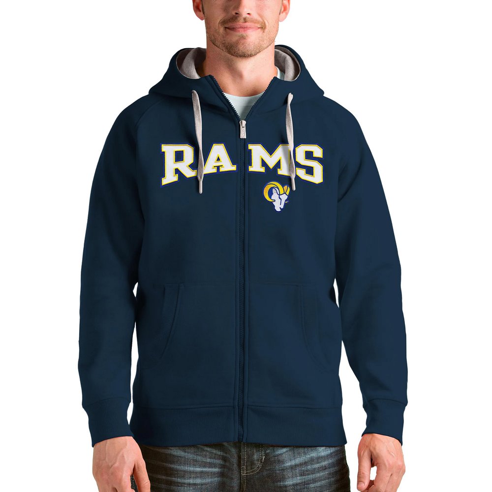 Los Angeles Rams Antigua Wordmark Victory Full-Zip Hoodie - Navy