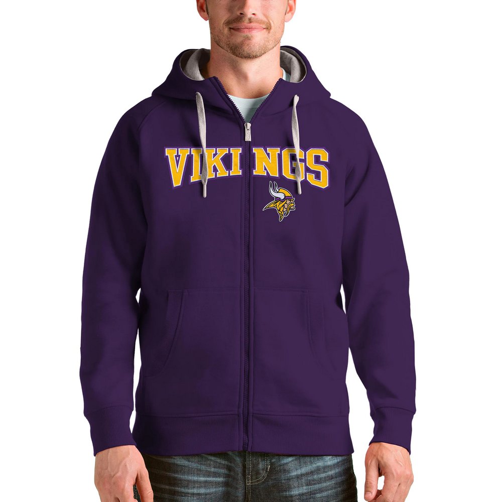 Minnesota Vikings Antigua Wordmark Victory Full-Zip Hoodie - Purple