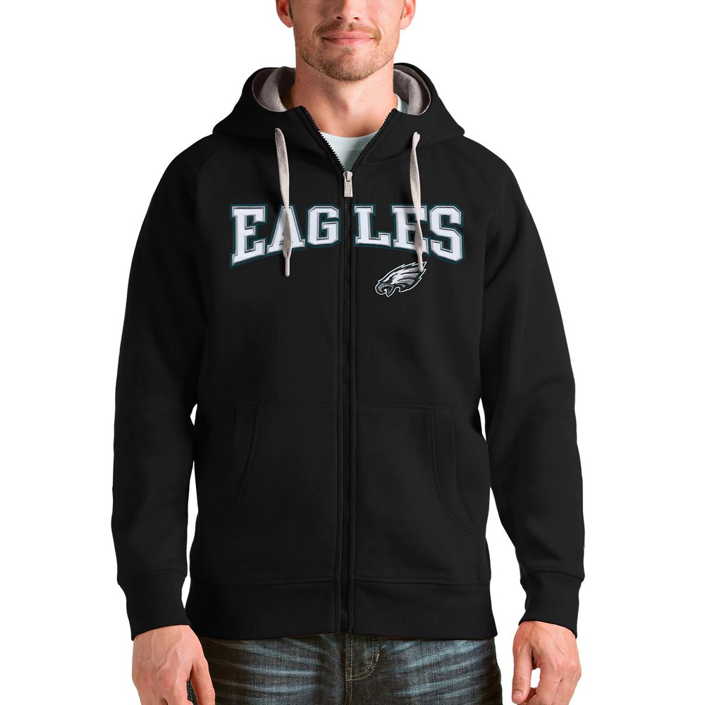 Philadelphia Eagles Antigua Wordmark Victory Full-Zip Hoodie - Black