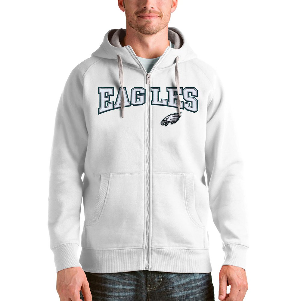 Philadelphia Eagles Antigua Wordmark Victory Full-Zip Hoodie - White