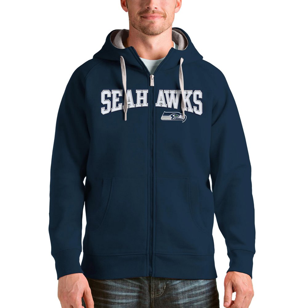 Худи на молнии Seattle Seahawks Antigua Wordmark Victory (тёмно-синий)