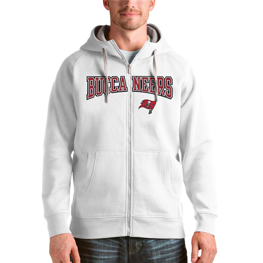 Tampa Bay Buccaneers Antigua Wordmark Victory Full-Zip Hoodie - White