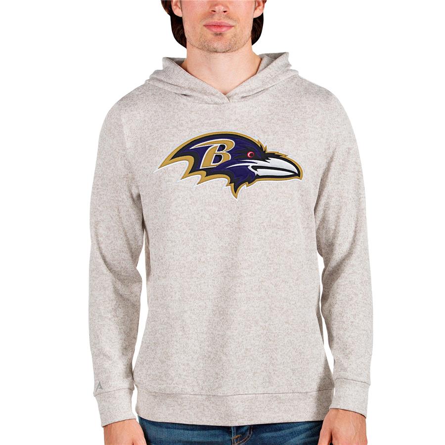 Baltimore Ravens Antigua Team Absolute Pullover Hoodie - Oatmeal