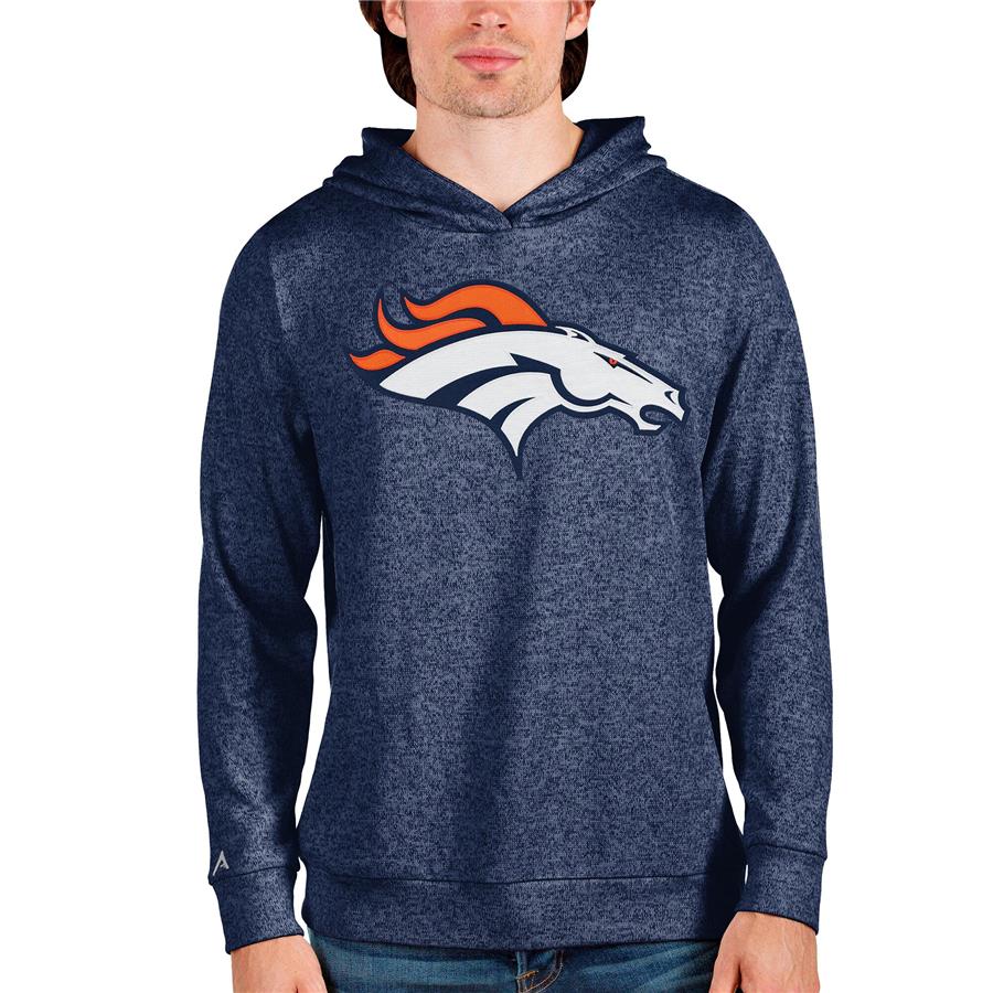 Denver Broncos Antigua Team Absolute Pullover Hoodie - Heathered Navy