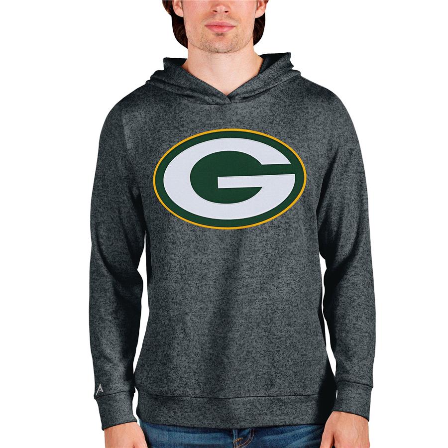 Green Bay Packers Antigua Team Absolute Pullover Hoodie - Heathered Charcoal