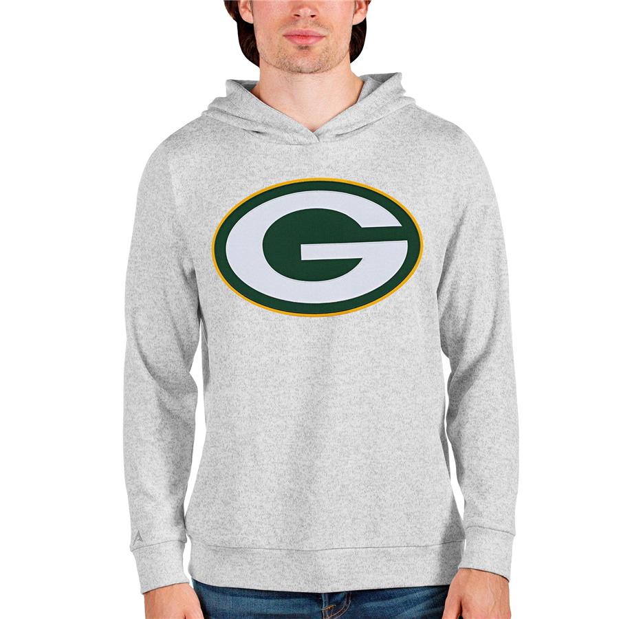 Green Bay Packers Antigua Team Absolute Pullover Hoodie - Heathered Gray