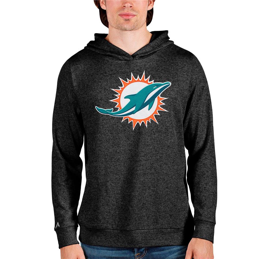 Miami Dolphins Antigua Team Absolute Pullover Hoodie - Heathered Black