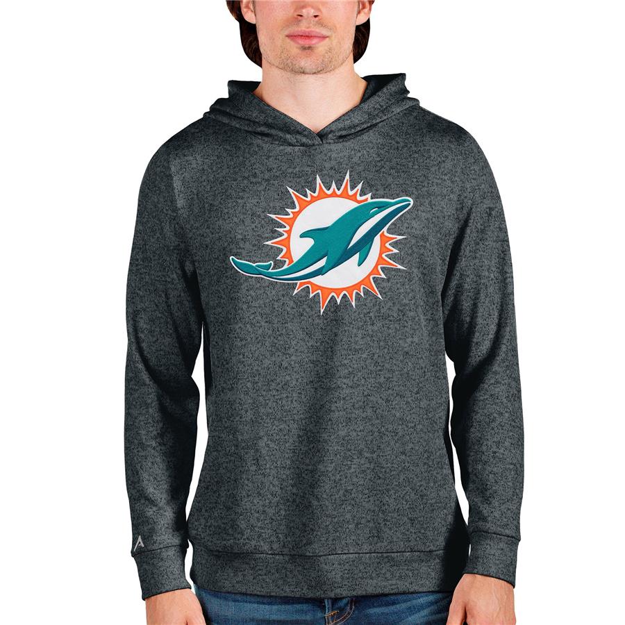 Miami Dolphins Antigua Team Absolute Pullover Hoodie - Heathered Charcoal